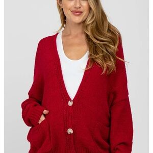 Pinkblush Deep Red Cardigan Sweater Maternity